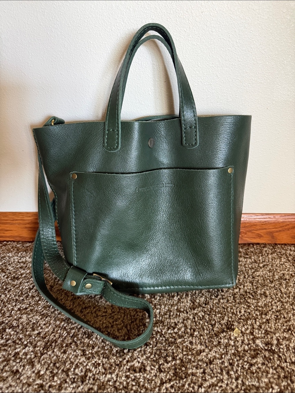Portland Leather OG Forest Green Mini Crossbody Tote